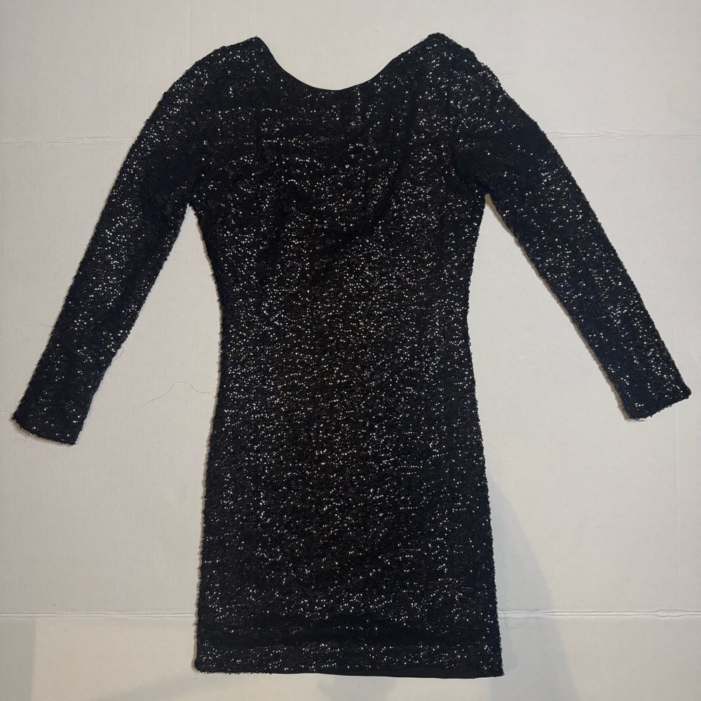 H&M Black Long Sleeve Sequin Mini Dress